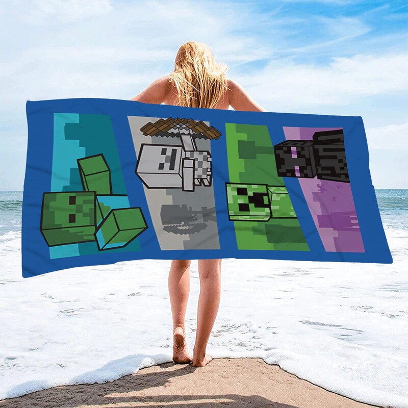 Minecraft Mihecraft Beach Towel Microfiber Double-Sided Velvet Swimming Bath Towel Quick-Drying Printed Binghua Minecraft Mihecraft Beach Towel Microfiber Double-Sided Velvet Swimming Bath Towel Quick-Drying Printed Binghua
