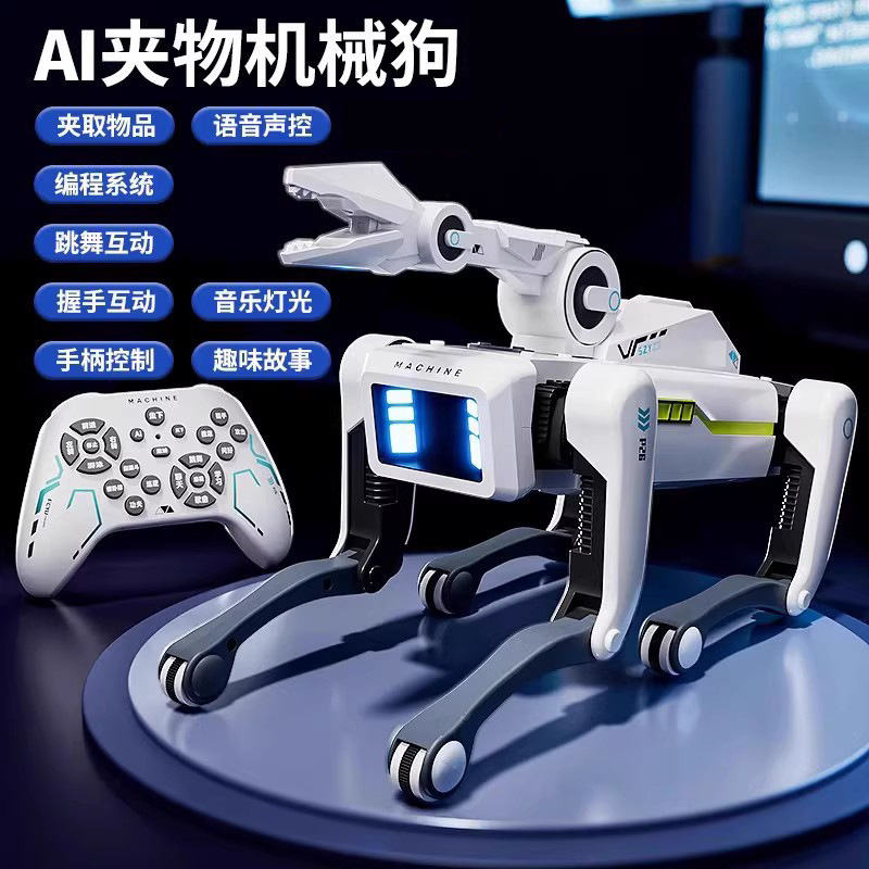 Yushu con AI eléctrica inteligente perro robot coche de control remoto niño sujetador perro robot programación truco perro electrónico
