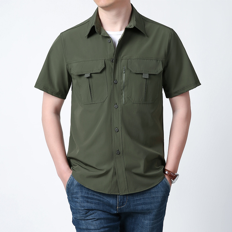 Cross-border AliExpress camisa de mangas cortas para hombres primavera y verano camisa al aire libre ropa de secado rápido para hombres nueva chaqueta casual de tamaño grande