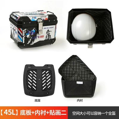 Motorcycle Scooter Trunk, Waterproof Motorcycle trunk - 45l-bottom-plate-lining-decal-2