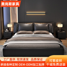 意式2乘2.2米大婚床主卧轻奢双人床现代家用软包储物真皮床简约床
