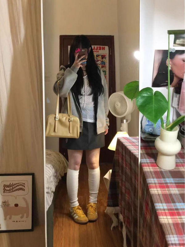 美式复古撞色拉链连帽卫衣女春秋小狗图案设计帽衫开衫休闲外套潮|undefined