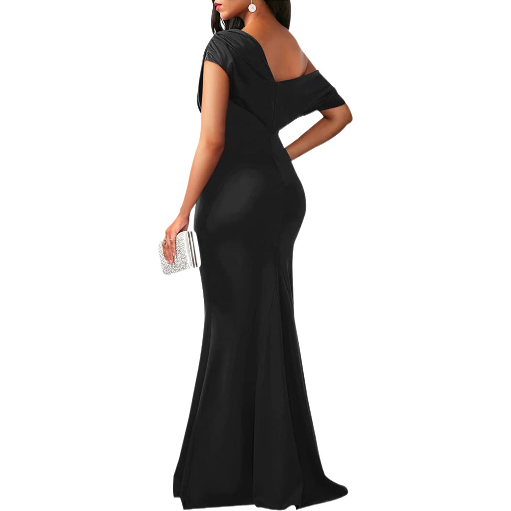 Nuevo comercio exterior europeo y americano nueva ropa de mujer amazon nuevo más tamaño vestido vaina color sólido vestido fuera del cuello image 1