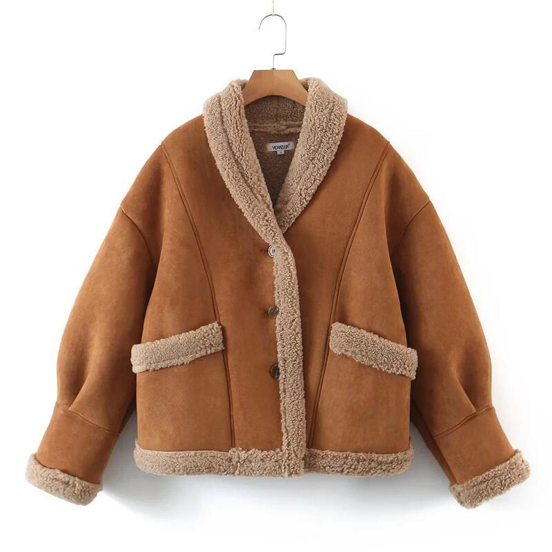 Autumn and Winter New Suede Motorcycle Jacket Trendy Women's Loose Profile Lamb Wool Cotton Jacket Warm Jacket Autumn and Winter New Suede Motorcycle Jacket Trendy Women's Loose Profile Lamb Wool Cotton Jacket Warm Jacket