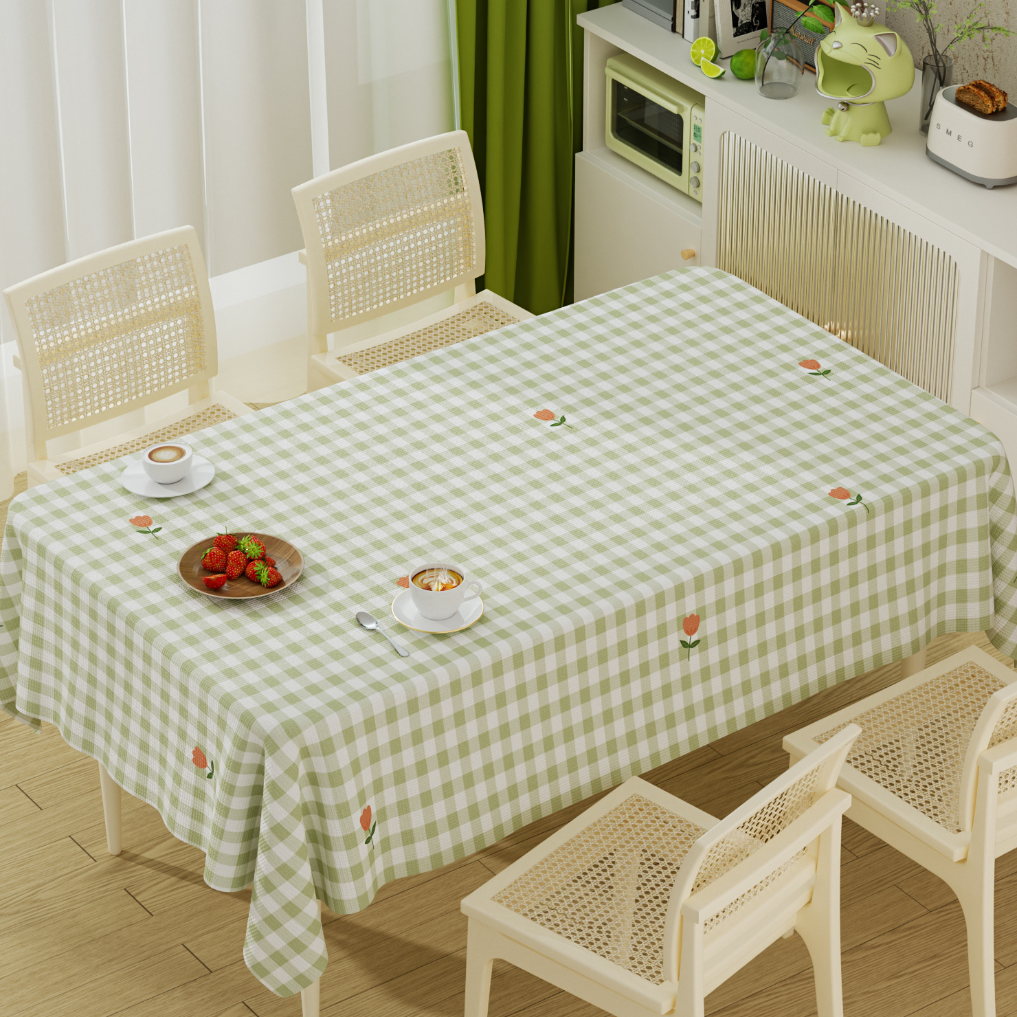 Plaid Tablecloth, No-Wash, Waterproof, Oil-Proof, Heat-Resistant, Household Rectangular Pvc Tablecloth, Square Tablecloth, Coffee Table Mat