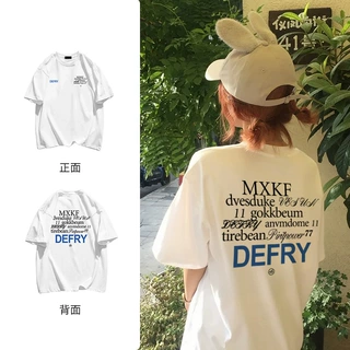 美式潮牌字母印花正肩短袖T恤夏季通勤女休闲设计感宽松百搭上衣