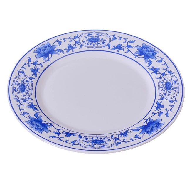 Blue and white plastic rectangular tableware for commercial use, wholesale
