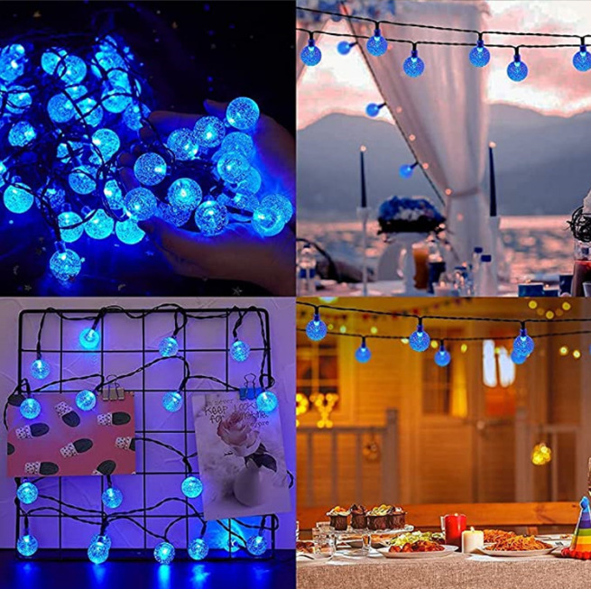 Linternas de estrellas transfronterizas estilo camping al aire libre cielo estrellado luces de ambiente al aire libre LED bola de burbuja solar cadena de luz al por mayor