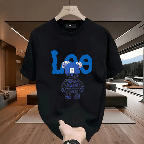 2025 Summer New Trend Brand Instagram Half-Sleeve Top Heavyweight Loose Round Neck Pure Cotton Short-Sleeve T-Shirt for Men and Women