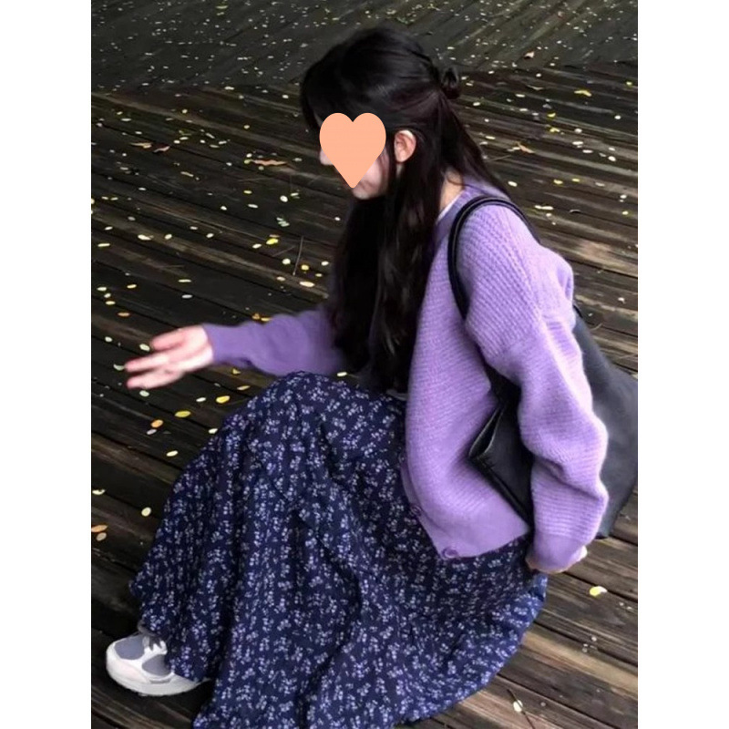 韩式复古碎花半身裙女春 2025 新款高腰休闲慵懒风秋冬蛋糕长裙子|undefined