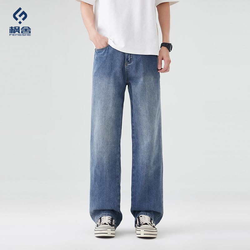 Popular Men's Clothing / New Spring/Summer American Retro Loose Straight-Leg Jeans, Slimming and Flattering for All Body Types