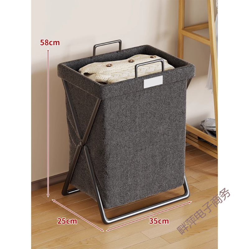 Foldable Laundry Basket, foldable bedroom storage bin, fabric hamper with side sock pocket, multi-size