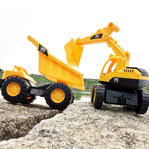Cross-border large-scale engineering vehicle simulation excavator children's toy inertial sliding beach toy car factory wholesale
