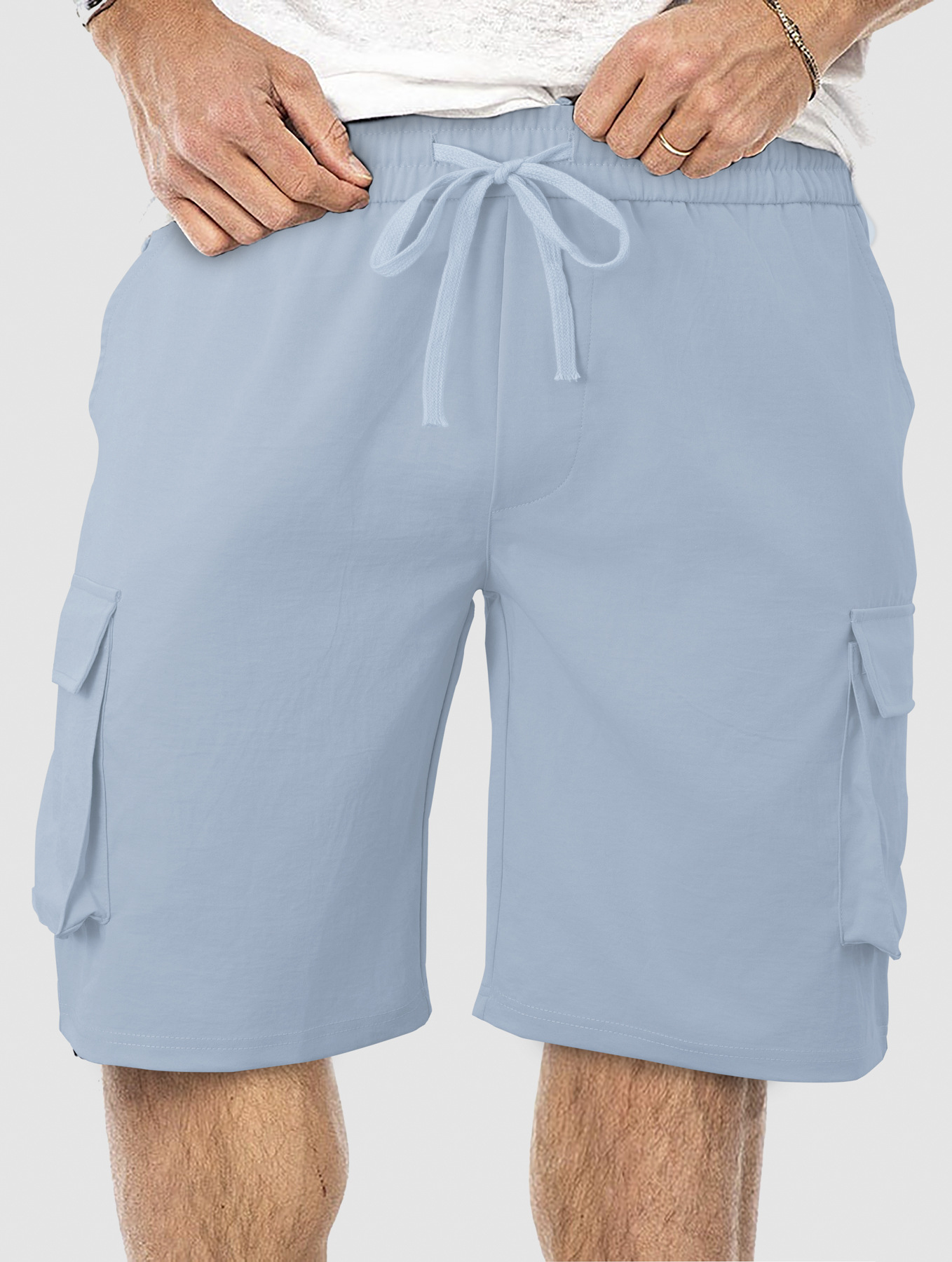 Pantalones cortos de verano europeos y americanos transfronterizos para hombres, fáciles de piel y transpirables, herramientas sueltas, pantalones cortos de playa casuales de cinco puntos con múltiples bolsillos