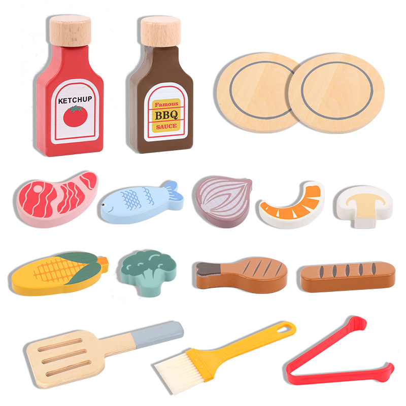 Simulación de madera para niños transfronterizos barbacoa parrilla educación temprana cocina educativa fiesta niños y niñas diversión jugar casa Juguetes
