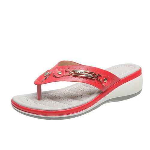 Independent station metal buckle beach sandals for women, summer wedge, fashionable casual, breathable flat sandals for women