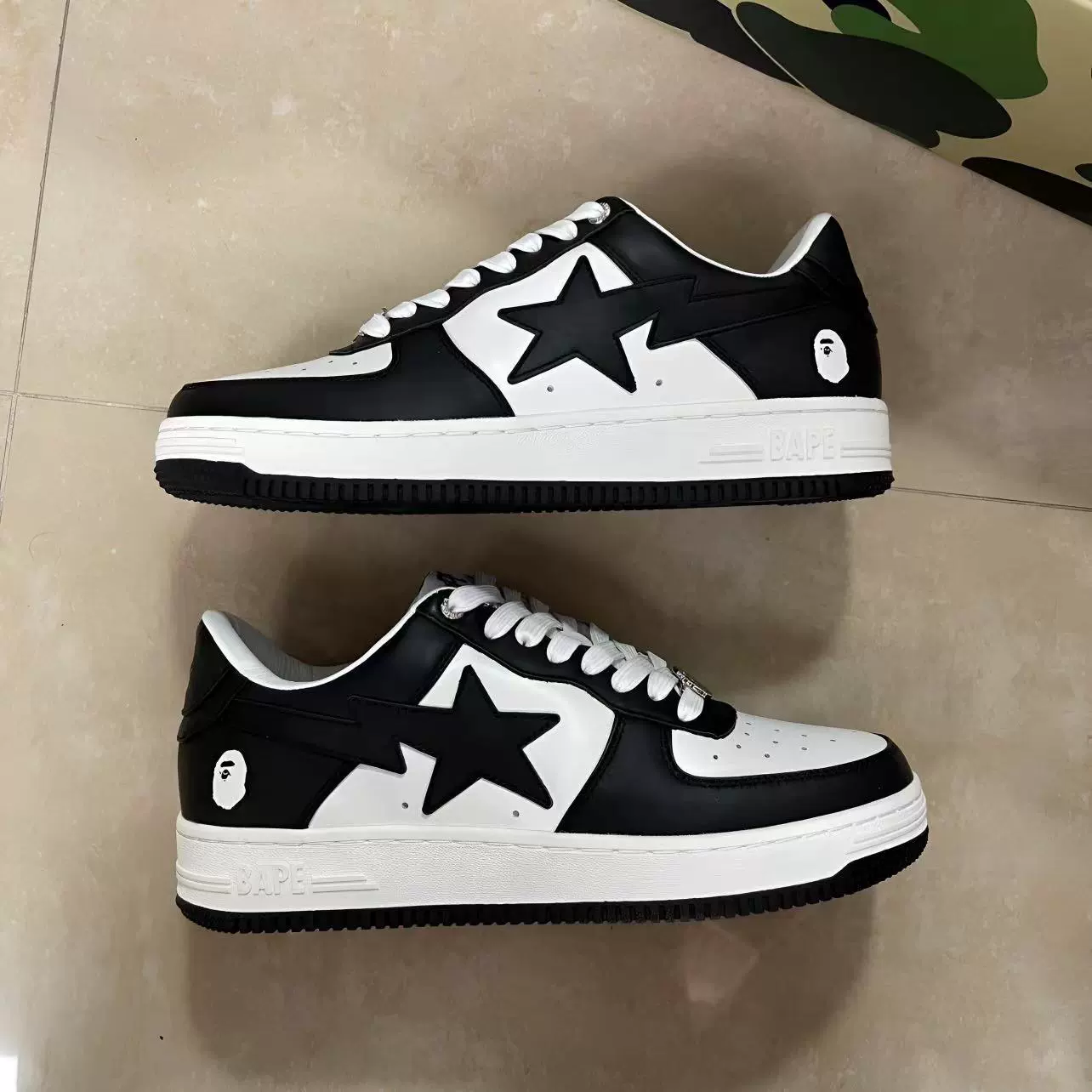 BAPESTA SK8 DUNK черно-белые кожаные уличные модные парные низкие повседневные спортивные туфли
