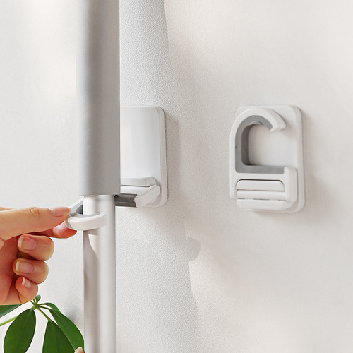 Non-piercing mop holder, stainless steel broom holder, mop stand, storage rack, hook, multi-functional bathroom mop holder