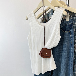 2025 Summer Ice Silk Beaded Beaded Camisole Knitted Top