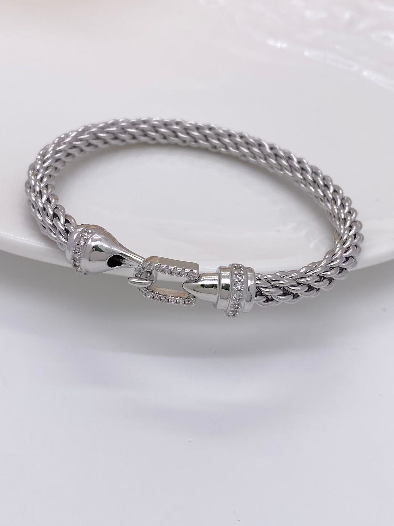 1 Piece Quantity Wholesale Jewelry Simple Style Geometric Copper Zircon 18K Gold Plated Mixed Metal Inlay Bracelets Necklace