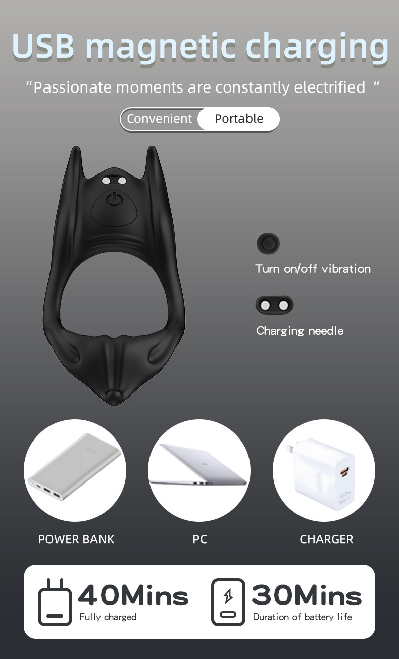 Triple-Ring Vibrating Cock Ring with Prostate Massager, Liquid Silicone, 10 Vibration Modes — detail image 1