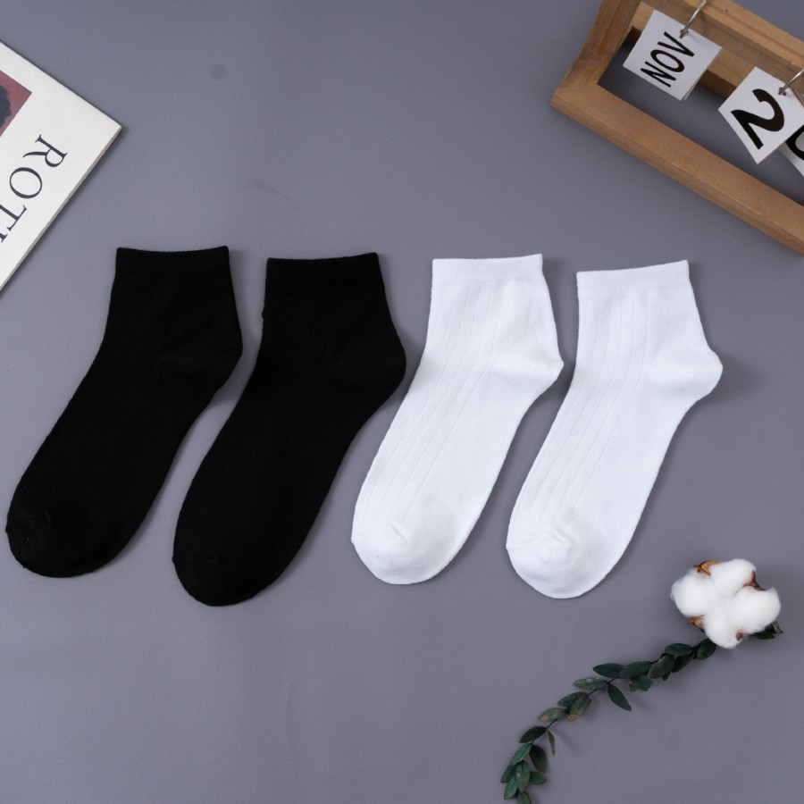흑백 단색 남녀 공용 양말 사계절용 면 양말 캐주얼 스포츠 심플 양말 다용도 통기성 땀 흡수