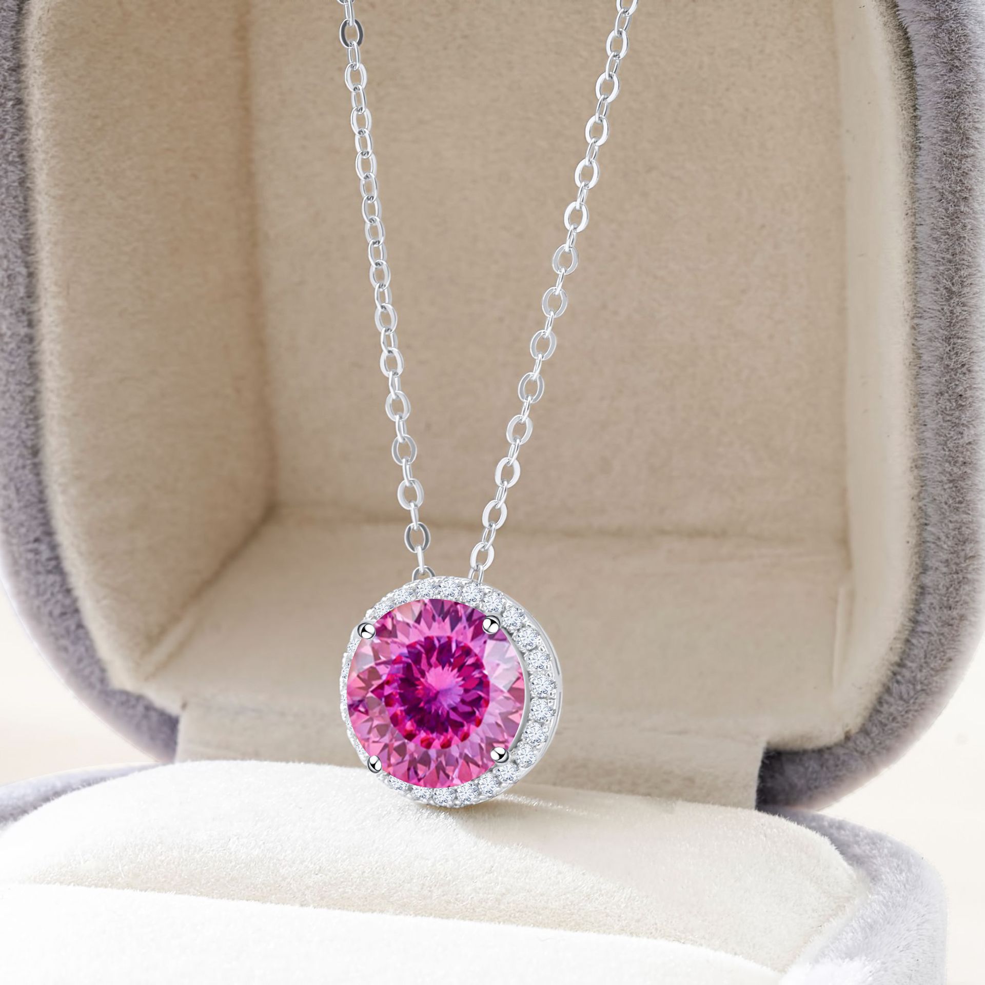 2022 nuevo S925 plata 5 quilates rosa ocho corazones ocho flechas cortar collar de piedra de moissan entrega cadena