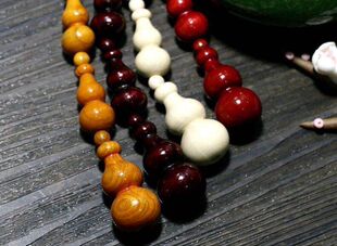 ✬ Peach Wood Bead Curtain Full Gourd Door Curtain Home Living Room Entrance Partition Curtain Bathroom Toilet Punch-Free Feng Shui Curtain