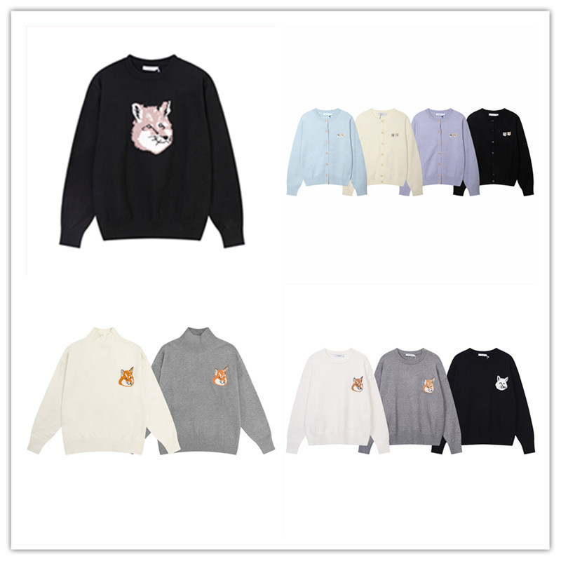 Clotty Team Fox Head Series V-Neck Single-Breasted Knitted Sweater Cardigan Couple Same Style Sweater for Men and Women Clotty Team Fox Head Series V-Neck Single-Breasted Knitted Sweater Cardigan Couple Same Style Sweater for Men and Women