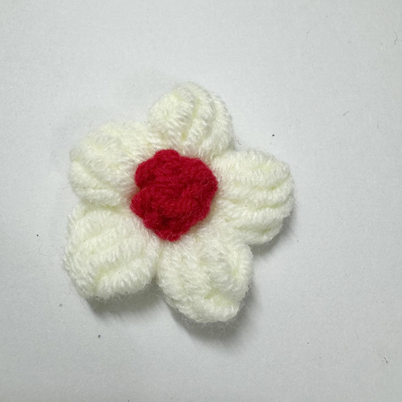 现货手工钩织泡芙花毛线花朵服装辅料饰品胸花包包仿真花花束配件|undefined