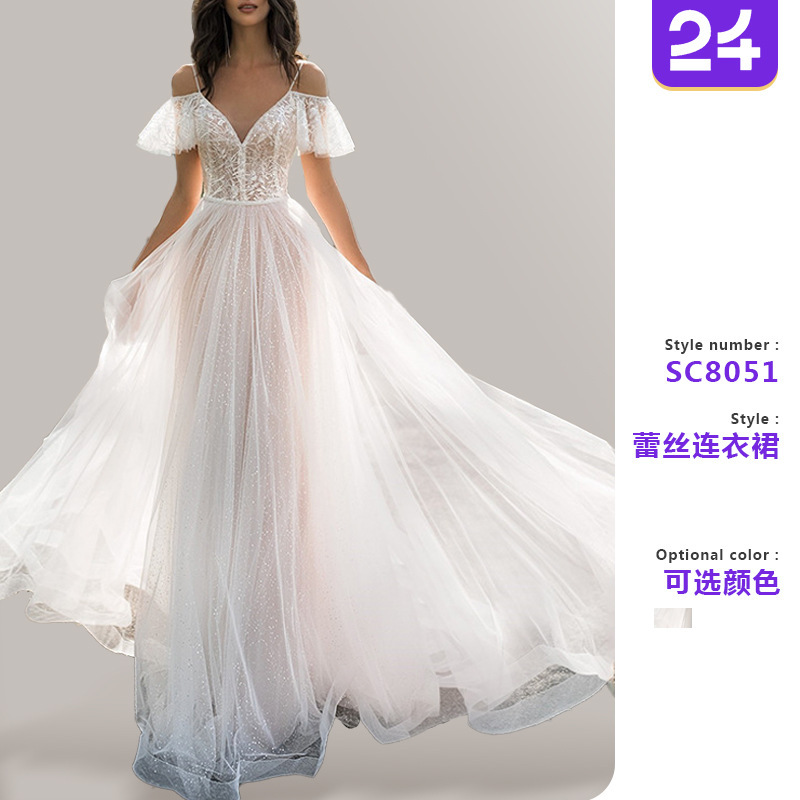 2026 New Plus-Size Wedding Dress, Slim-Fit, Floor-Length, Lace Floral Off-The-Shoulder Gown for Women