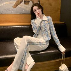 小香风套装女春秋2025年新款时尚洋气高级感减龄上衣阔腿裤两件套