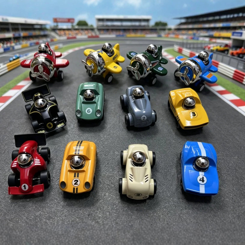 Mini Alloy Car Press-And-Go Sliding Car, Airplane Model Ornament, Children's Toy, Small Car, Racing Car