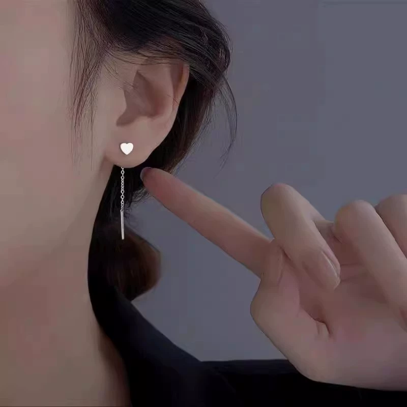 Серебряная игла, серьги, короткая цепочка с кисточками, серебро 925 образец, оптом, стиль легкой роскоши