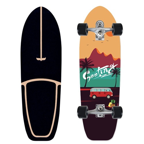 32-inch Land Surfboard C7 Spring Steering Bridge No-Pedal Beginner Ski Simulation Training Board for Street Riding and Commuting