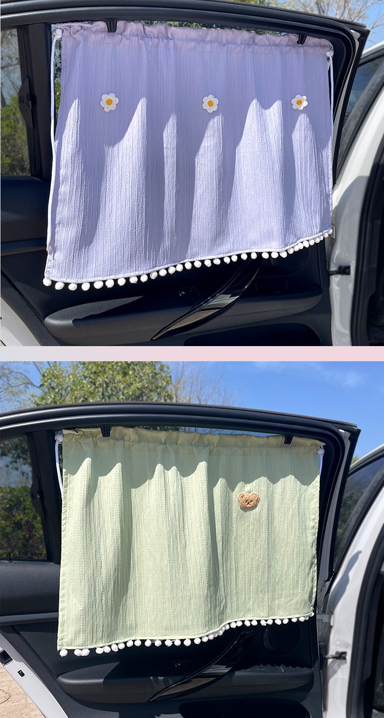 Fresh and Simple Car Window Sunshade Curtain, Sun Protection, All-Season Pull-Out Curtain with Suction Cups, Car Interior Privacy Curtain for Sleeping