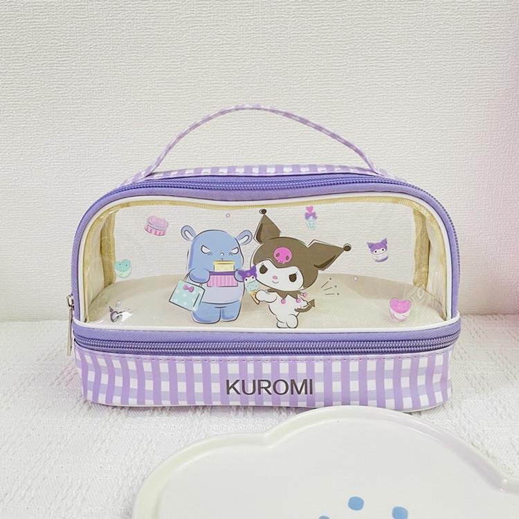 Nuevo de gran capacidad transparente de doble capa caja de lápiz portátil cremallera bolsa de almacenamiento bolsa de cosméticos coolomi Pacha perro papelería bolsa