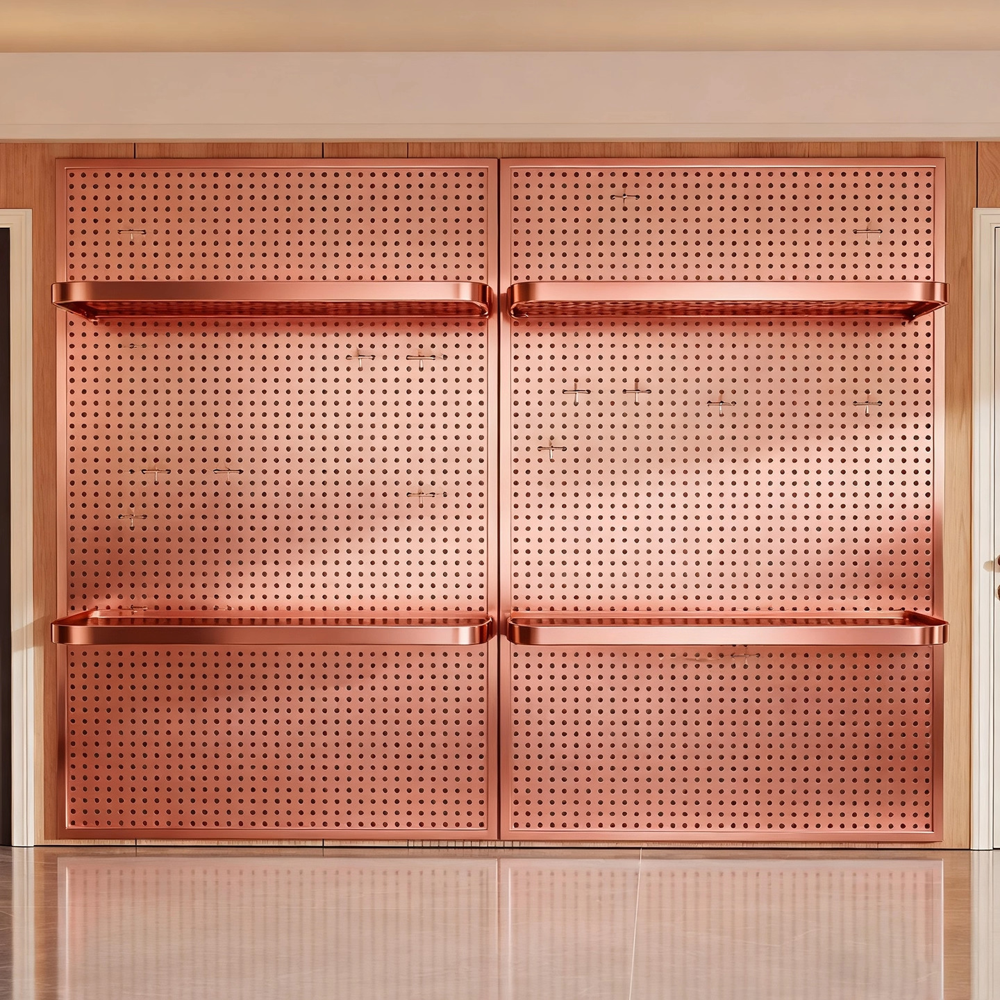 洞洞板一体金属收纳板墙上置物架层板托架客厅网红背景墙改造神器