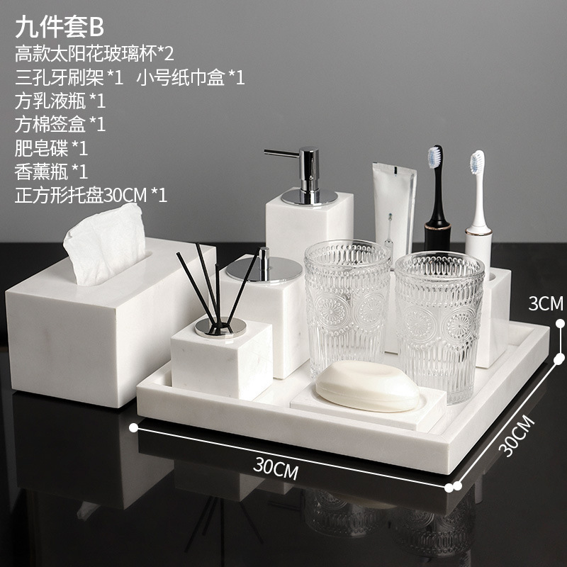 Juego de nueve piezas rosa jazz blanco B