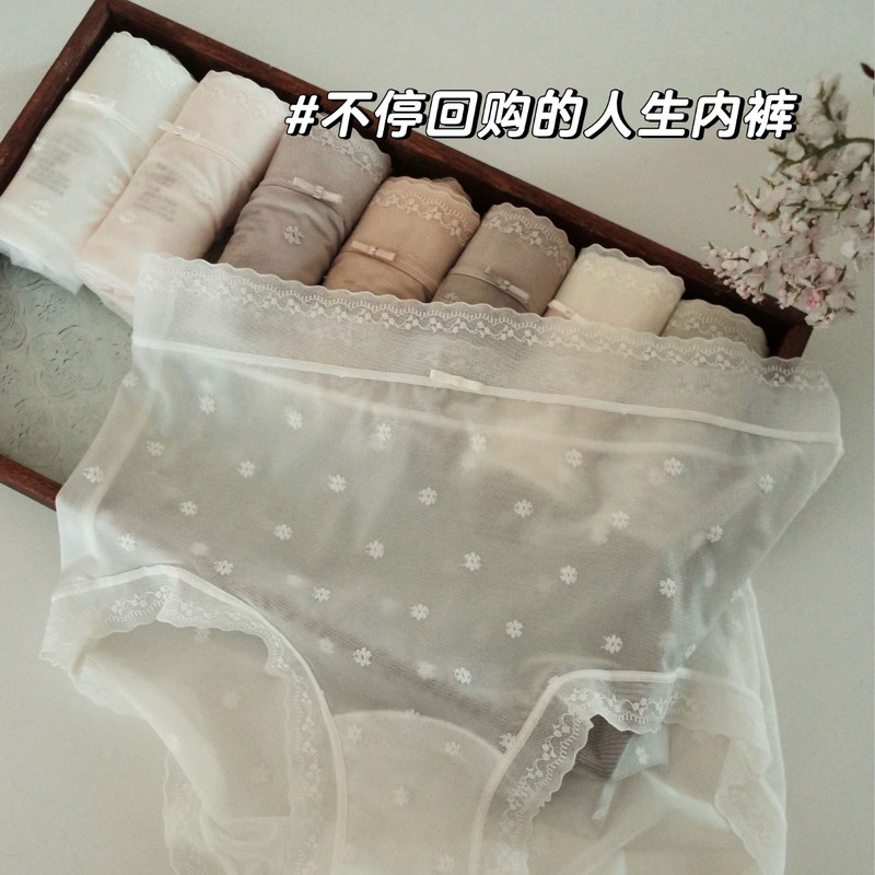 Little Blue Skirt L082 French-Style Floral Lace Panties for Women, Mid-High Waist, Transparent Mesh, Pure Desire, Young Girl Sexy Briefs Little Blue Skirt L082 French-Style Floral Lace Panties for Women, Mid-High Waist, Transparent Mesh, Pure Desire, Young Girl Sexy Briefs