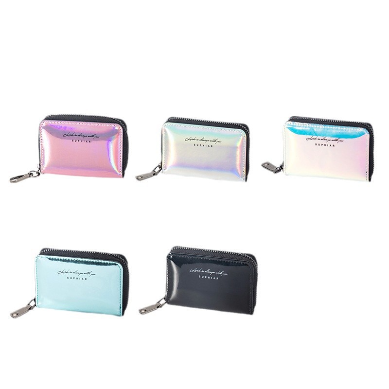 Bolsa de tarjetas de órgano láser multi-tarjeta simple de gran capacidad pu bolsa de cambio de moda portátil tarjeta de identificación cubierta personalizada