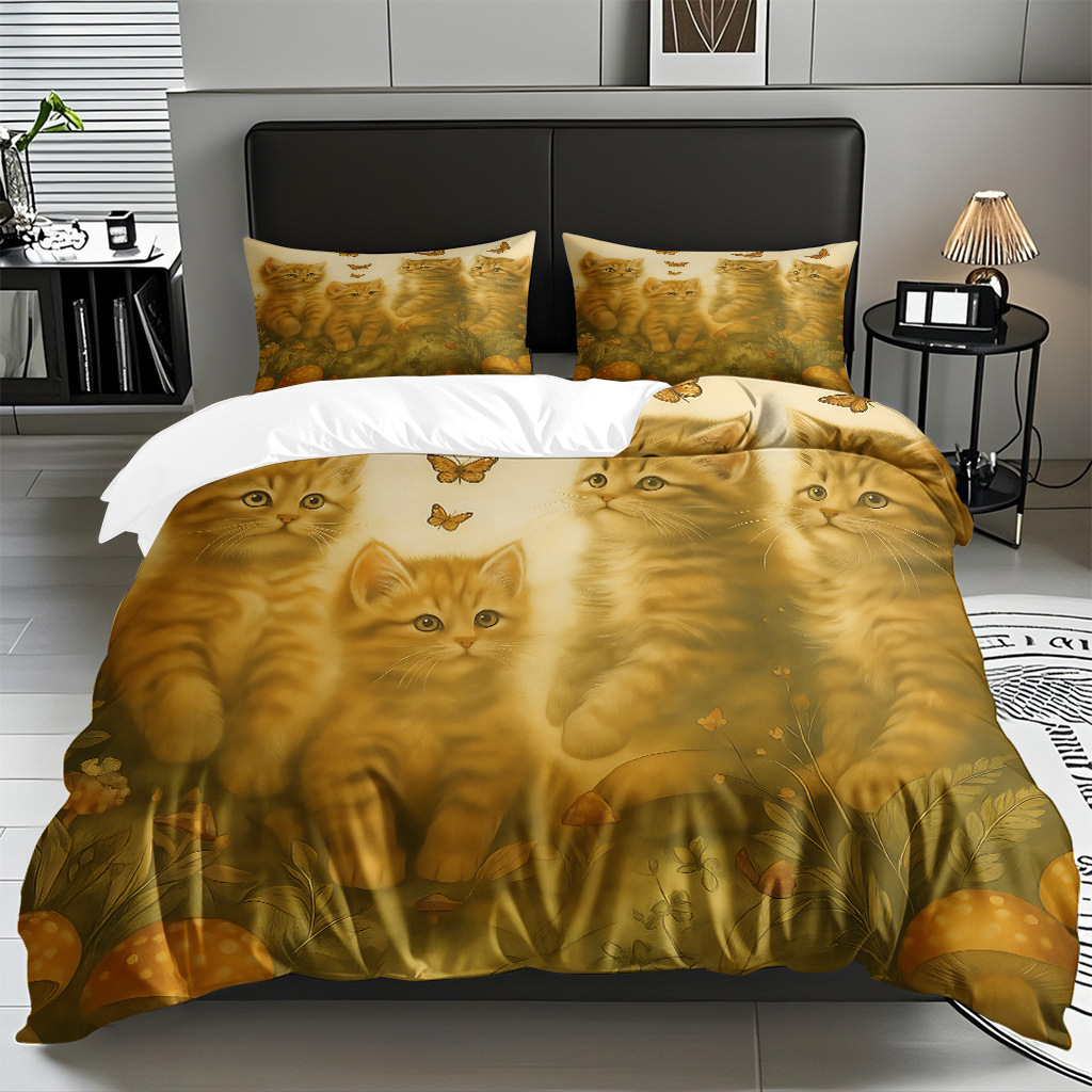 Kit de edredón de impresión digital para gatitos de piel directa a la fábrica puede llevar TEMU / JIT