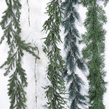 跨境藤条树杆塑料叶子派对布置圣诞藤条装饰人造松针藤条