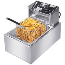 跨境6.8L油炸锅 家用单缸薯条机 商用摆摊油条炸串炸鸡排油炸机