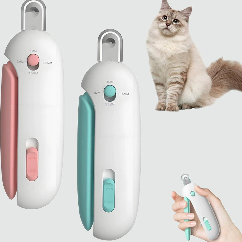 Amazon горячие светодиодные кусачки для ногтей для кошек и домашних животных с защитой от брызг линии крови Точильщик для ногтей кусачки для ногтей костюм