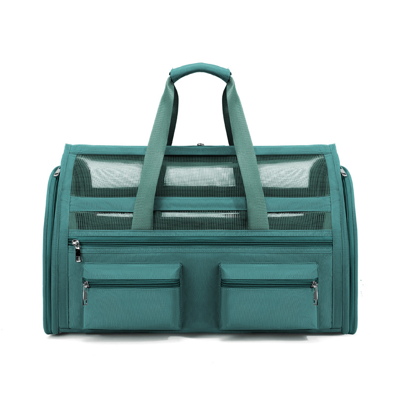 Carrier Bag With Double Outer Pockets, Large Space For Pet Supplies, Breathable Crossbody Dog Bag, Car And Airplane Cat_voghion.com