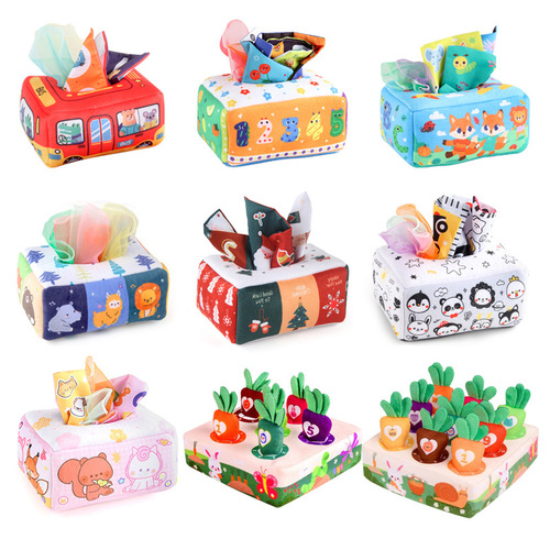 The baby's tissue box can't be torn apart, and the paper toy can help babies learn to pull out tissues with their fingers, soothe them, and teach them early childhood education books.