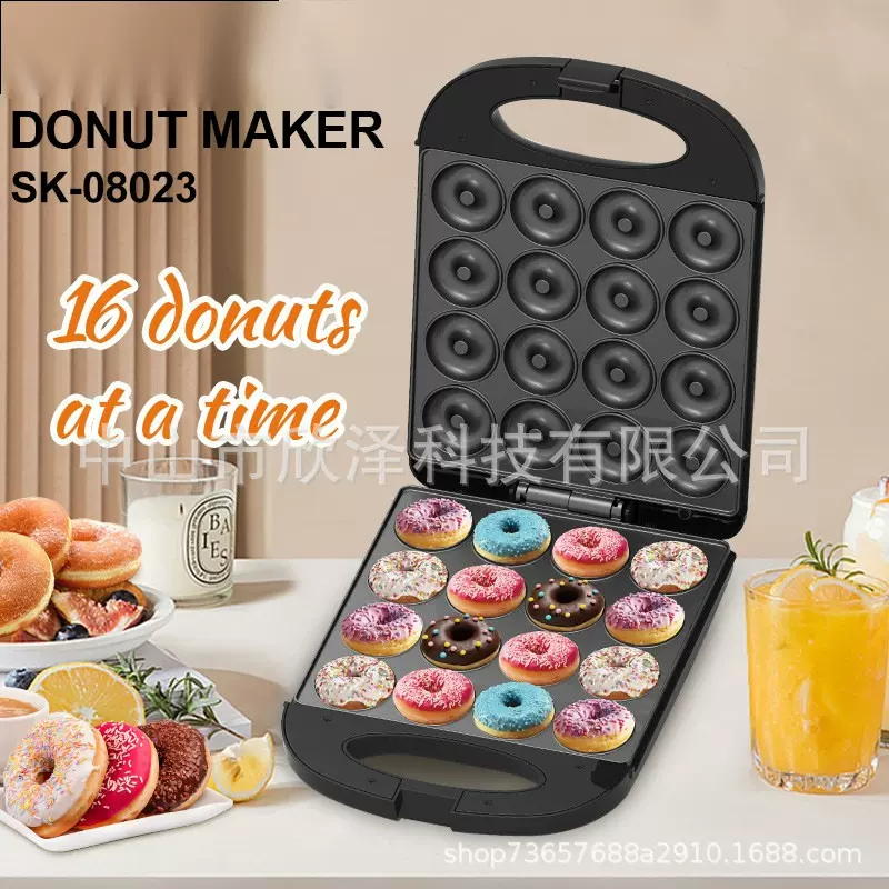 外贸跨境家用多功能16孔甜甜圈机面包机双面加热早餐机批发