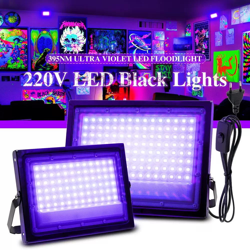 跨境热销UV395nm 紫外线投光灯 荧光Party 仿灯 黑光灯 LED氛围灯
