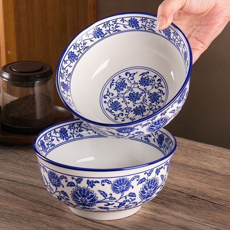 7inch Blue and White Porcelain Noodle Bowl, Special Ceramic Bowl for Beef Ramen, Ramen Shop Special Instant Noodle Bowl, for Home and Dormitory Use 7inch Blue and White Porcelain Noodle Bowl, Special Ceramic Bowl for Beef Ramen, Ramen Shop Special Instant Noodle Bowl, for Home and Dormitory Use